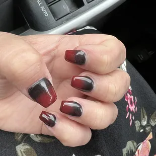 Full set ombré red and black dip