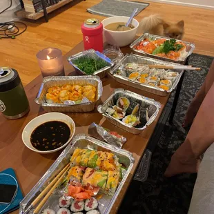 a table full of food