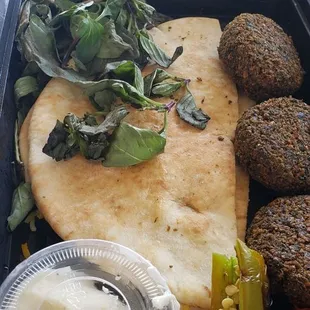 Falafel with old mint leaves
