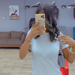 Middle part with curls