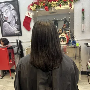 After flat iron and trim