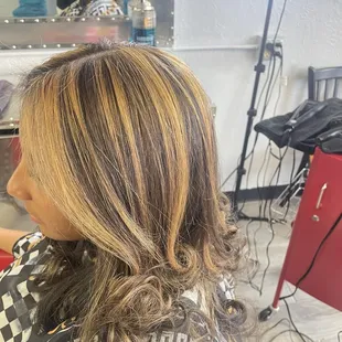 Hair on the side.
