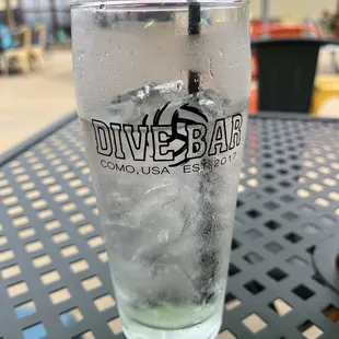 Front of the glass