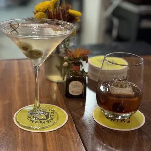 Filthy martini and rum old fashion. Perfect!