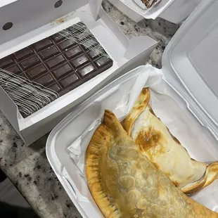 pino/ spinach and cheese empanadas &amp; dubai chocolate