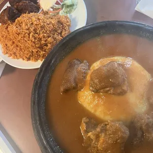 Jollof Rice and Fufu (both with beef)