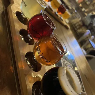 a row of beer glasses