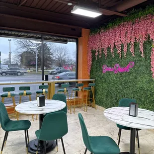 a view of the dining area