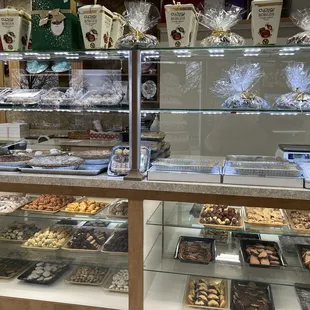 a display of desserts