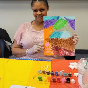 Women attending my "Painting Your Call" Art 4 Healing Workshop. It took place at Bread of Life Ministries of His Glory Church, in Las Vegas