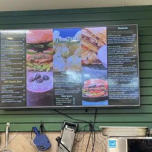 a menu on the wall