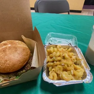 Crispy Quinoa Burger  Crafted Mac N Cheez Coconana Delight w/ coconut milk