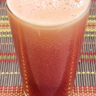 Energy Booster is made with 100% organic beets, cucumber, lime, and ginger root.