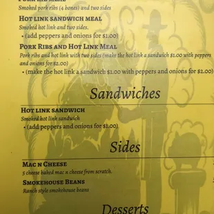 Another menu from a different day.