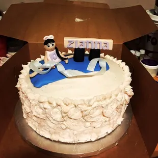 a cake with a bride and groom on it