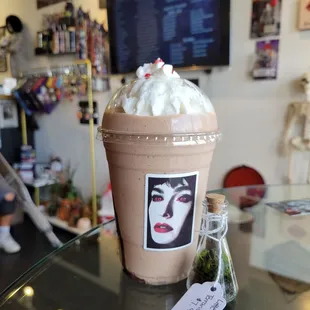 My protein shake and my new moss terrarium.