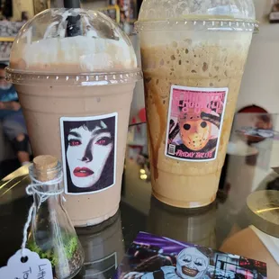 A protein shake and a frap.