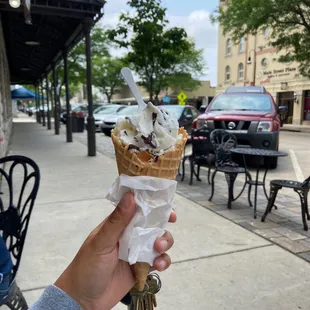 Gelato in a waffle cone