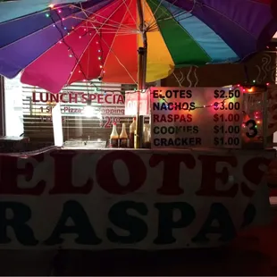 Elotes cart - but elotes is made inside when it's cold