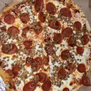 Pepperoni &amp; Sausage pizza.