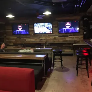 Cool lounge area to watch some sports.
