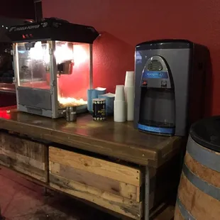 Free popcorn n water.