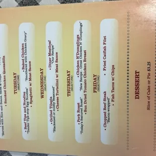 menu