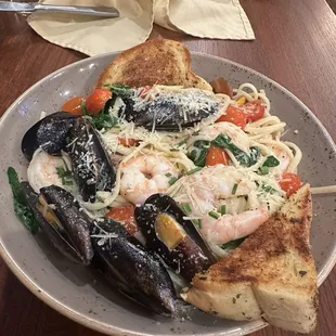 Seafood Pasta in White Whine Sauce.