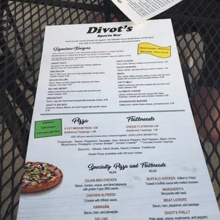 a menu on a table