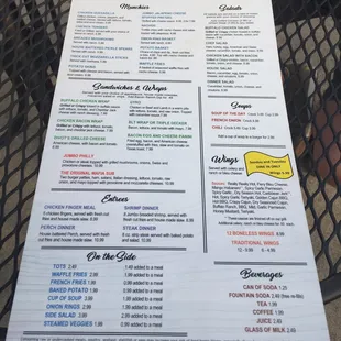 a menu on a table