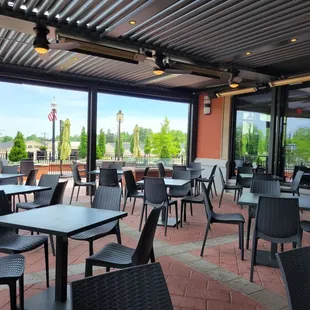 tables and chairs outside a restaurant