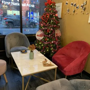 Eating nook all decorated for Valentine's