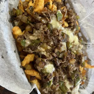 Philly cheesesteak fries was a perfect thing to share on a cold winter day