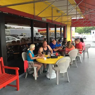 Sit outside under the canopy