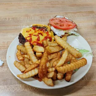 This was the burger and fries I had which was awesome.