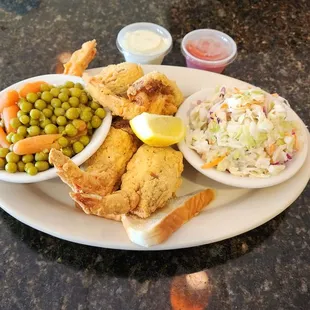 Stuffed Shrimp, Peas &amp; Cole Slaw