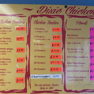Updated menu