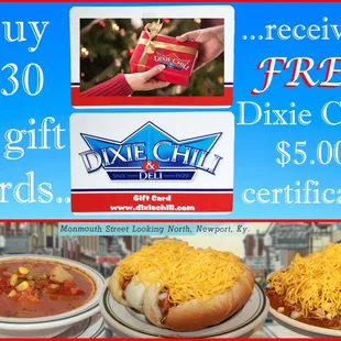 Buy $30 in Gift Cards Reveive a Free $5 certificate!
