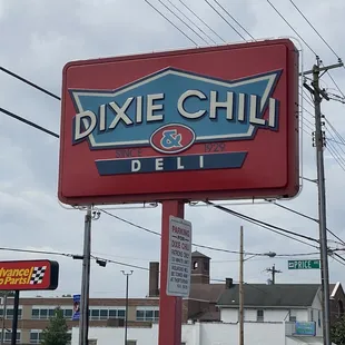 a sign for dixie chili