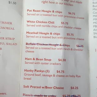 Their small but delicious menu.