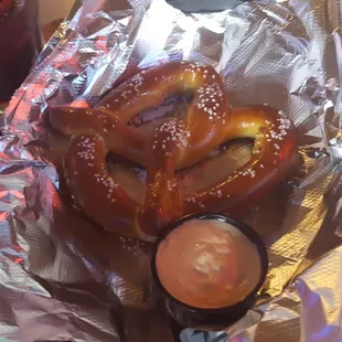 Soft Pretzel with beer cheese.