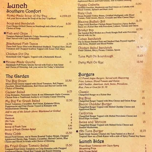 Menu as of Sept 2022