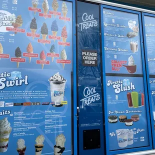 a display of ice creams