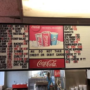 menu and prices