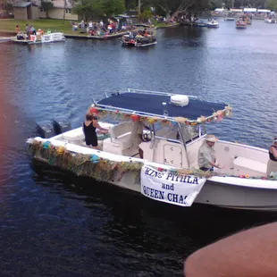 a boat decorated with flowers