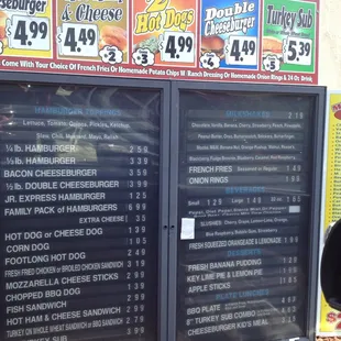 Their regular Menu Board - also have daily and weekly specials. Check out the prices.