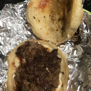 1/4 pound hamburger supposedly, very dissatisfied what the hell , and it was my first time there!