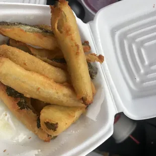Spicy fried pickles