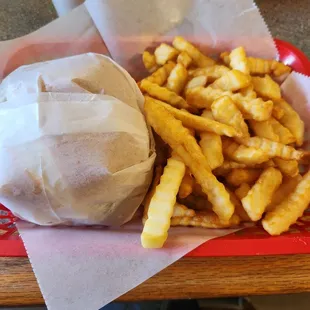 Philly burger and fries