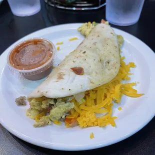 Loaded breakfast taco.